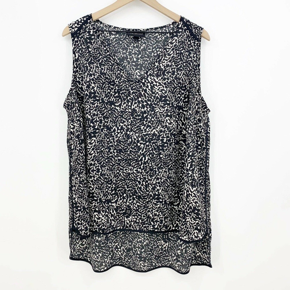 Lane Bryant Blouse Top Plus Size 16 Womens Printed Sleeveless‎ High Low V Neck